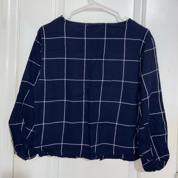 Macys Seven Sisters Striped-Sleeve Top (Blue/White/Yellow, Size M) - Picture 3 of 4